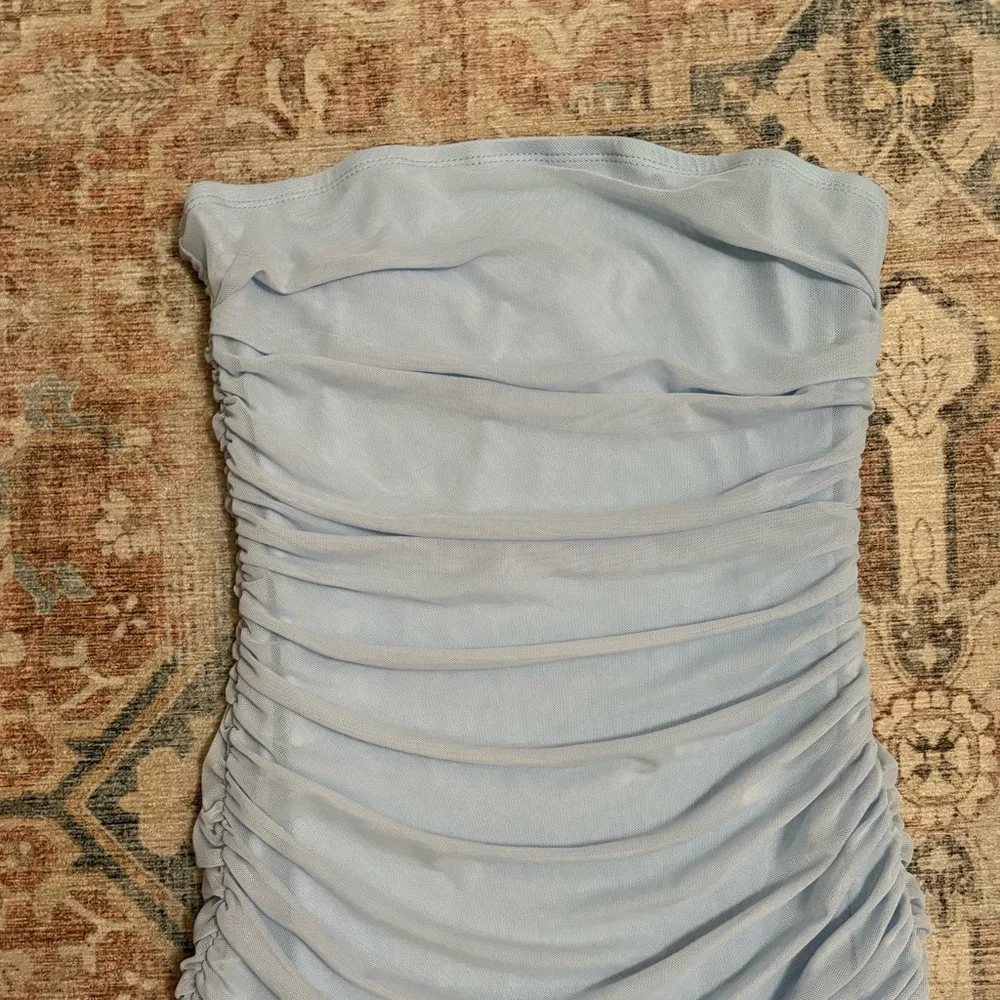 Chic Asymmetrical Light Blue Dress - Picture 2 of 4